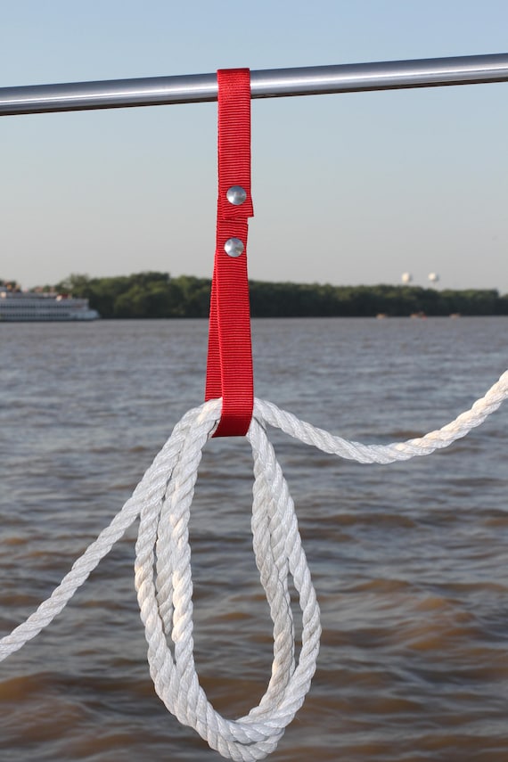 Set of 4 Boat Railing Straps for Holding Dock Line Rope on motor, Pontoon,  Yacht, Sail in RED 
