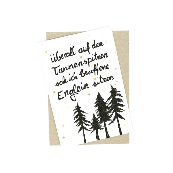 Lustige Weihnachtskarte Wald Grußkarte Tannenspitzen Gedicht Spruch Sprüche Weihnachten Karte Gold Klappkarte Geschenk Weihnachtsgeschenk