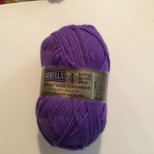 Vintage Berella Lavender 4 Ply Yarn, Knit & Crochet