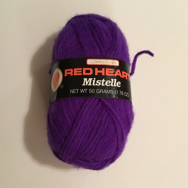 Vintage, Rare, Red Heart Mistelle Yarn. Color Purple. 100% Virgin Acrylic, Knit, Crochet