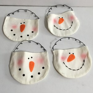 Vintage Wired Snowman Treat Bags - Set of 4