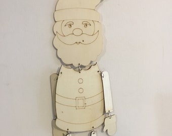 Unfinished Wood Dangling Santa, Snowman or Elf, Decorative Painting, DIY Crafting