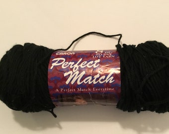 Vintage, Caron Perfect Match Black Yarn.  100% acrylic, Knit, Crochet