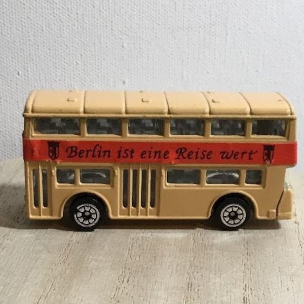 Vintage London Bus NO 1003 Berlin ist Eine Reise Wert. "Berlin is Worth Traveling To" Diecast Metal Car New in Package from Woolworths. 1970