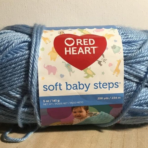 Red Heart Soft Baby Steps Baby Blue Yarn - Knit/Crochet Acrylic Yarn, 4 ply 5 oz.