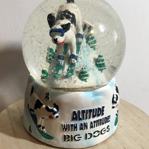 Vintage Big Dogs Snow Globe, Altitude with an Attitude, Big Dogs Clothing Co.  1996