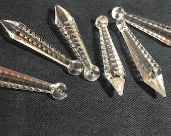 Vintage Icicle Prism Teardrop Torpedo Hanging  Hexagon Shaped Chandelier Drops
