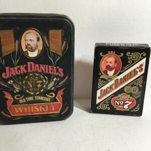 Cartes à jouer Jack Daniels vintage OLD NO 7 format poker et boîte de collection en métal whisky Jack Daniels Old Time