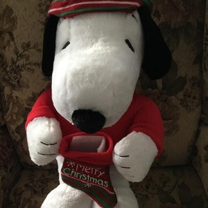 Vintage Peanuts Snoopy Dog Merry Christmas Plush Stuffed Animal. NEW Dandee W/Tag Snoopy & Christmas Stocking Standing Snoopy Plush Stuffed.