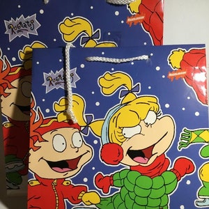 Vintage Rugrats Nickelodeon NEW Gift Bags. 1999 Rugrats Winter Themed Gift Bags American Greetings, NEW Unused, Chuckie , Angelica & Tommy