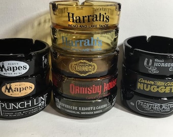 Vintage Casino Ash Trays. Authentic Vegas, Laughlin, Reno, Lake Tahoe, Carson City & SF Comedy Club Glass Ash Trays. Collectible Ashtrays