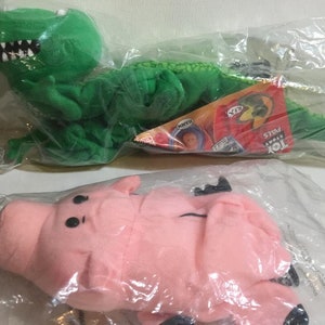 Vintage Burger King Toy Story Pals Hamm & Rex 1995 Burger King Kids Club Hand Puppets NEW Sealed Disney&#39;s Toy Story Pals. Plush Hand Puppets
