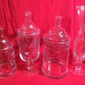 Vintage Princess House Crystal Heritage Collection Vase, Pedestal Candy Jar Apothecary Jar, Canister Jars with lids Floral  Design