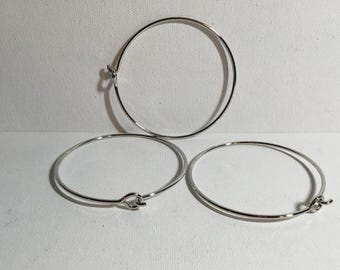Expandable Bangle Bracelet Blanks. Silver Wire Bangles DIY Jewelry Making. Lot of 6