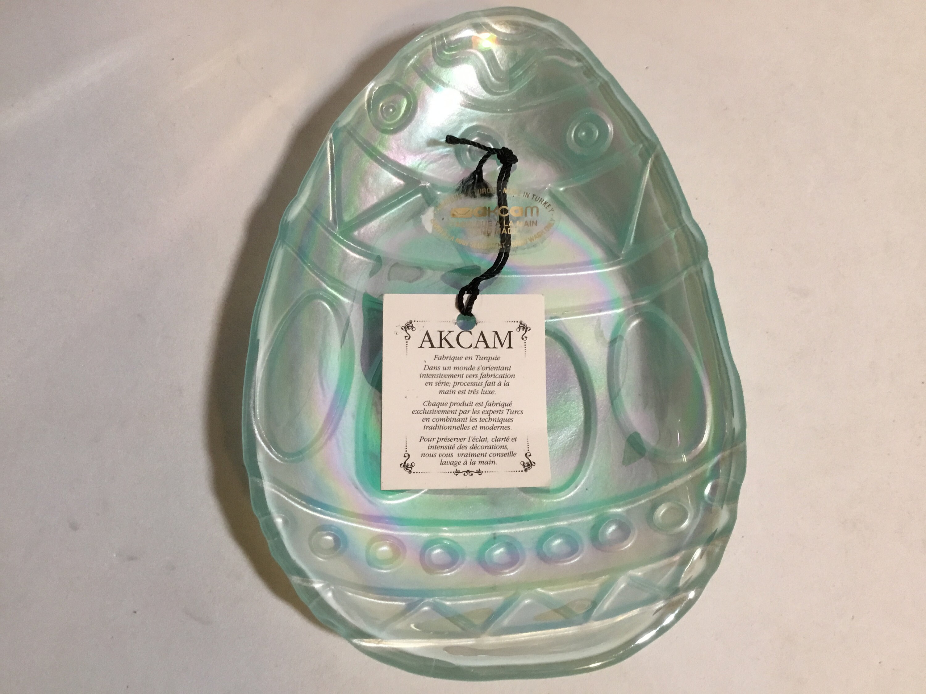 Akcam iridescent egg shaped candy dish plate etsy