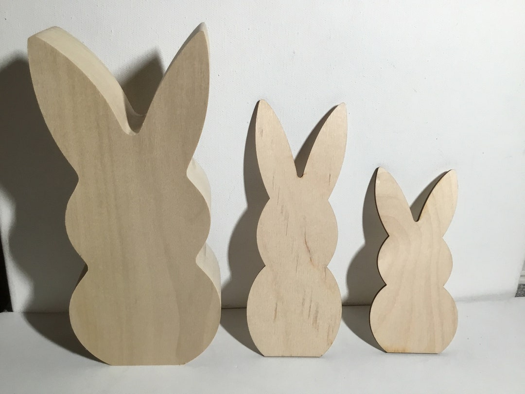 Unfinished Wood Bunny Rabbit 3 Piece Set - Etsy
