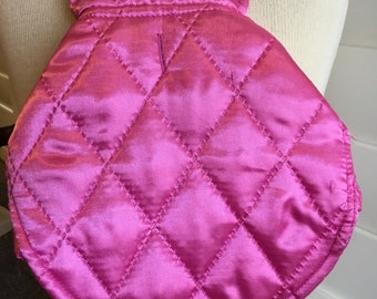 Dog Clothes Hot Pink Satin Quilted Puffy Parka/Vest. Dog Quilted Hot Pink Jacket, Vest. Dog Hot Pink Satin Vest, Puppy Dog Couture Clothes