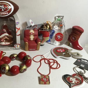 vintage San Francisco 49 ans NFL décorations de Noël, porte-clés, collier, bracelets