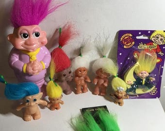 Vintage Trolls, Sleepy Trolls, Pleasant Dreams, DAM - Denmark, Uneeda, Brand Troll Dolls, Troll Flashlight, Nite Lite, Earrings and Dolls