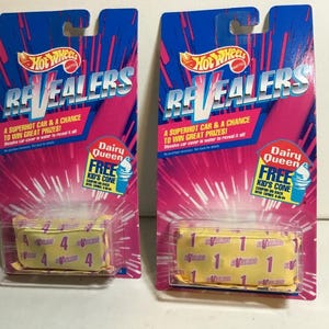 Hot Wheels Vintage Revealers #1 e #4 Series. Hot Wheels, Dairy Queen Promo 1992 Superhot Car e la possibilità di vincere premi Nuove confezioni sigillate