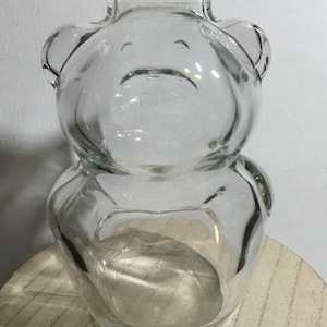 Vintage Anchor Hocking Teddy Bear Clear Glass Bank