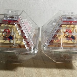Vintage 1997 Super Mario Bros 8 sided Plastic Double Sided Pyramid Maze Puzzle Game. Nintendo Super Mario Bros Puzzle Pyramid Game Applause