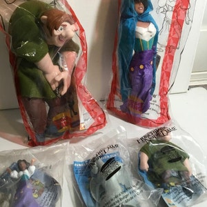 Vintage klokkenluider van de Notre Dame Disney Burger King 1996, Mattel Toys nieuwe verzegelde pakketten. De vermelding is voor hen allemaal.
