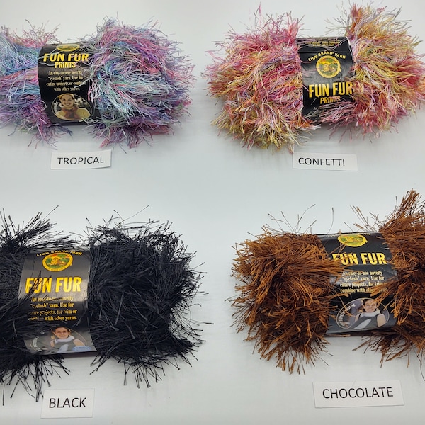 Vintage Lion Brand Fun Fur - Assorted Colors, Knit/Crcohet