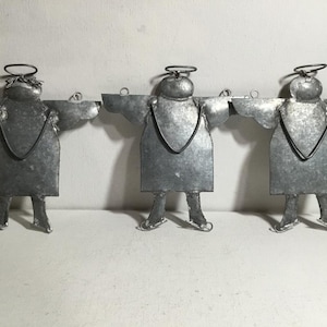 Ángel de arte popular vintage - Hojalata - Adornos de metal galvanizado, adornos navideños, decoración de granja, decoración de pared.