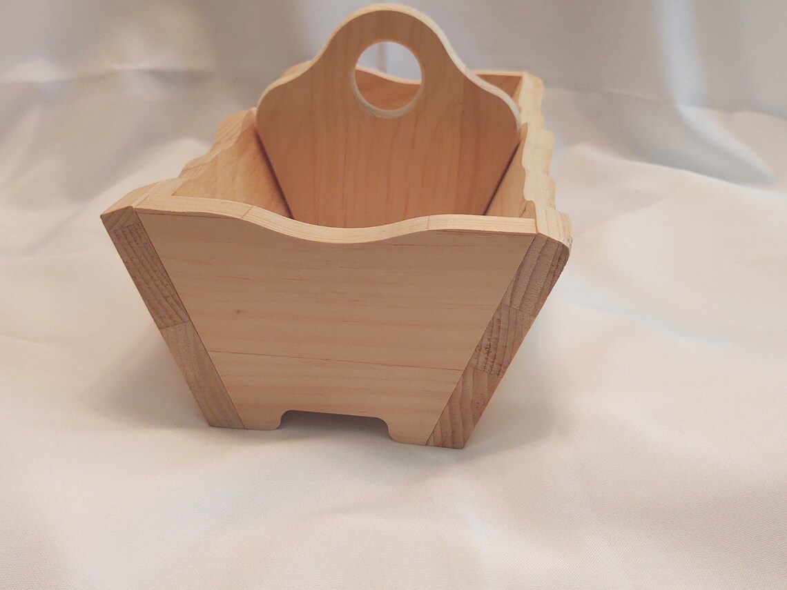 Unfinished Pine Wood Divided Tray/basket With Handle Etsy