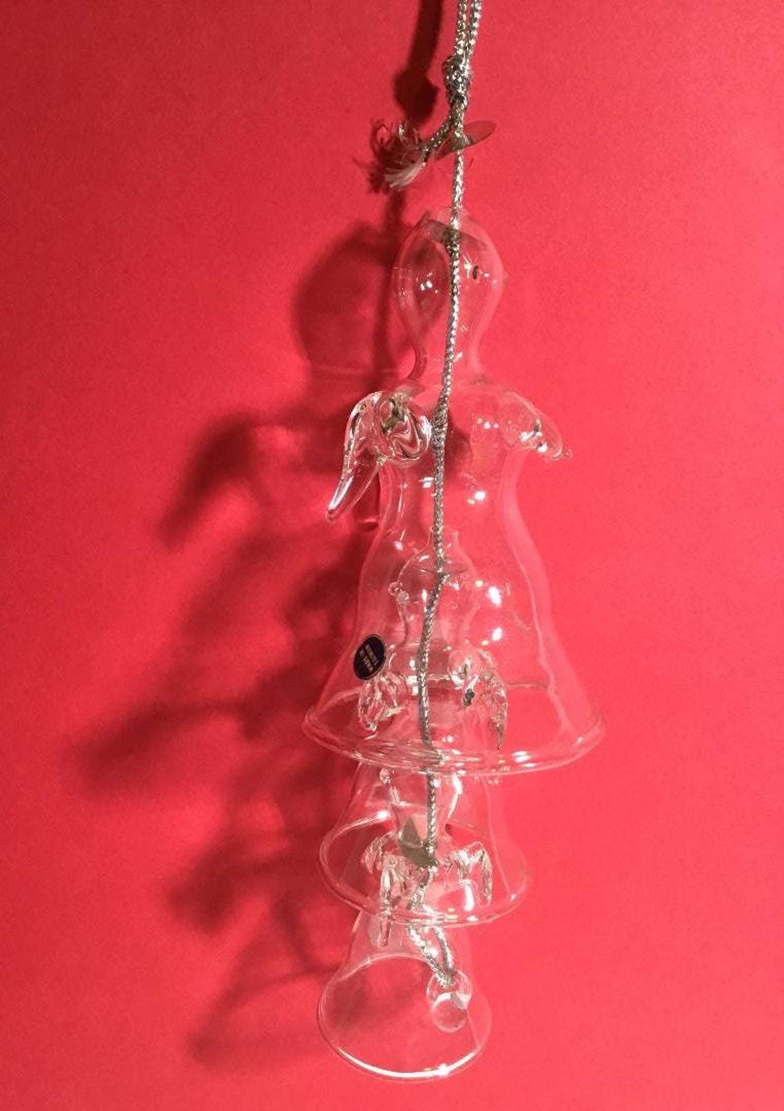 Vintage Angel Nesting Bells. Three Clear Glass Praying Angel Bells W ...