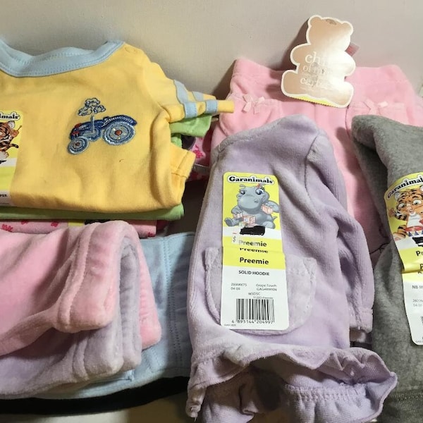 Garanimals Preemie Baby Clothes, Vintage Carter's Preemie Baby Clothes, New Baby Clothes, Onesies, pants, hoodie,  Preemie, Newborn or doll