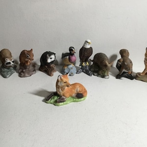 Vintage Royal Cornwall Collectible Porcelain Bisque Miniature Figurines. Natural Wildlife Figurines, Royal Cornwall England Fine Porcelain