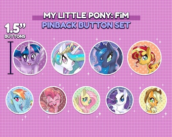 My Little Pony Button Set | Pinback Buttons | My Little Pony: Friendship is Magic | (9 pcs)