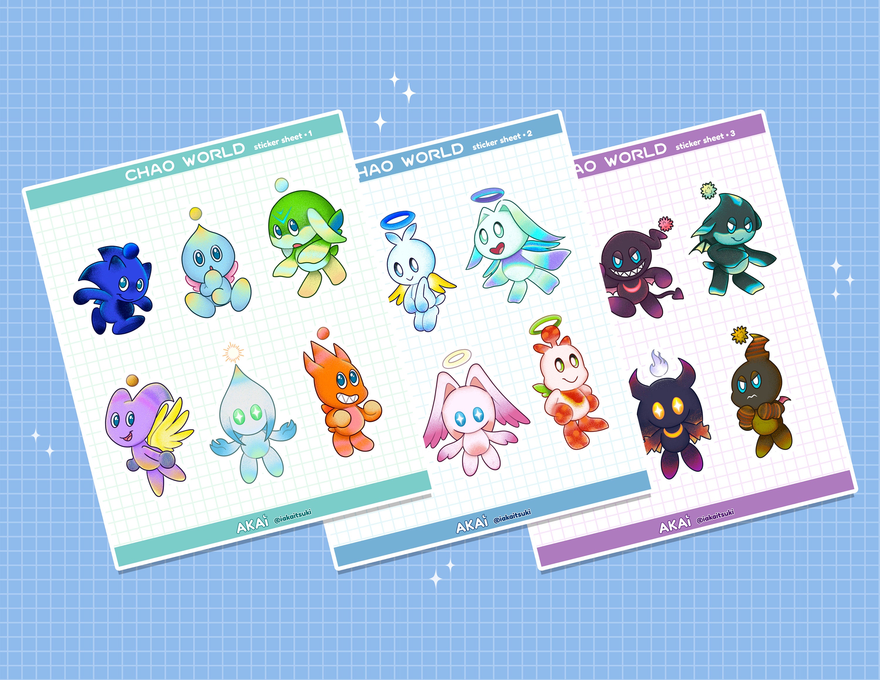 Sonic: Chao Vinyl Sticker Set Chao Hero Chao Dark Chao 