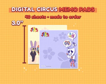 Digital Circus Anime Memo Pad Set | Notepads | Kawaii Cute Stationery | The Amazing Digital Circus | (40 sheets)