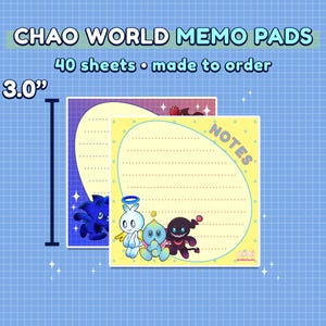 Chao World Memo Pad Set | Notepads | Kawaii Cute Stationery | Sonic Adventure | (40 sheets)