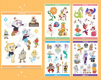 Cuphead Sticker Sheets | Stickers | Cuphead | (5 pcs)