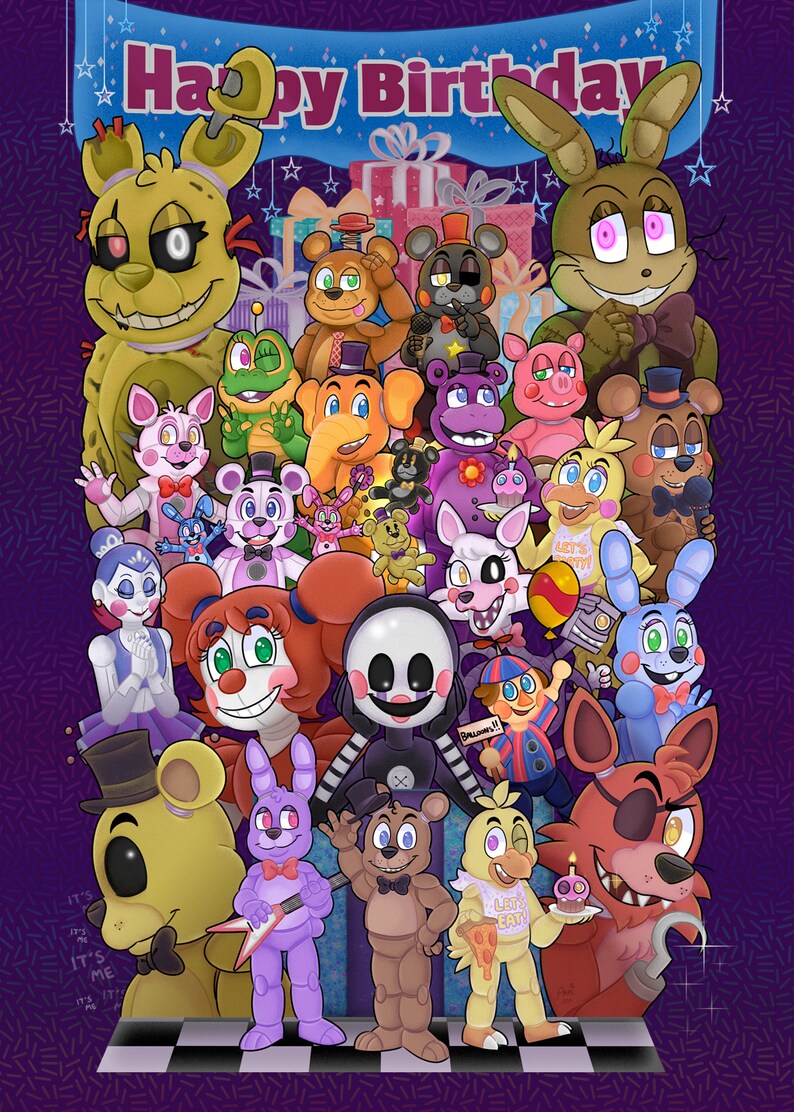 Five Nights at Freddy's Flat Birthday Card Greeting Card - Etsy
