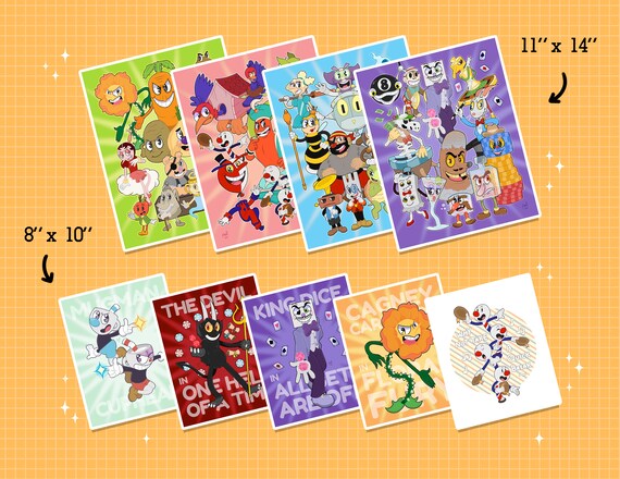 Cuphead Print Set Art Print Cuphead 9 Pcs | Etsy