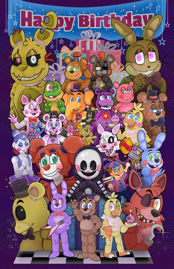 Five Nights At Freddy S Holographic Art Print Fnaf Art Etsy