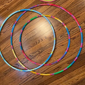 Rainbow Clouds Painted Hula Hoop with reflective stars and hearts image 3