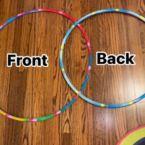 Rainbow Clouds Painted Hula Hoop with reflective stars and hearts image 8