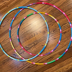 Rainbow Clouds Painted Hula Hoop with reflective stars and hearts image 10