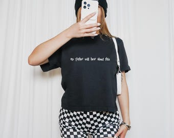 My Father Will Hear About This Boxy Tee | Graphic T-Shirt, Malfoy Style, Fun Gift, Movie Lover&#39;s Apparel, Draco Chic, Book Fan