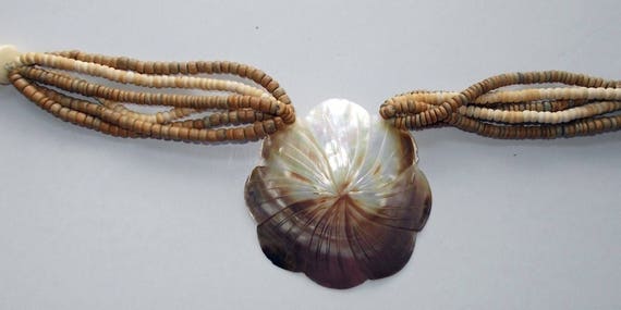 Vintage Mother of Pearl Shell Statement Necklace … - image 7