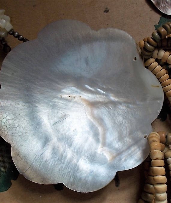 Vintage Mother of Pearl Shell Statement Necklace … - image 9