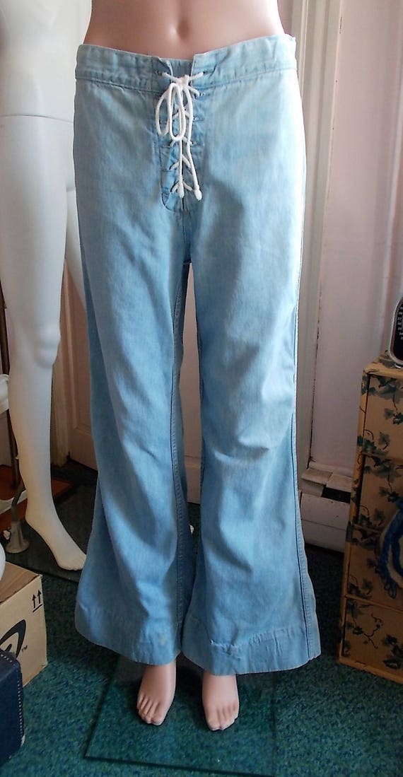 Vintage Foxmoor Lace-Up Bell Bottom Blue Jeans - s