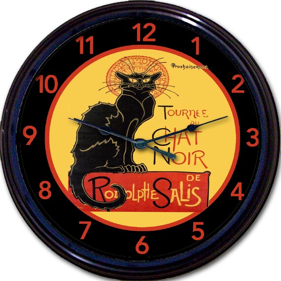 Chat Noir Black Cat Cat Paris France Poster Wall Clock Etsy