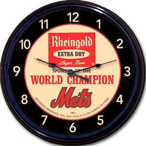 NY Mets Rheingold Beer Clock: 1969 World Champions